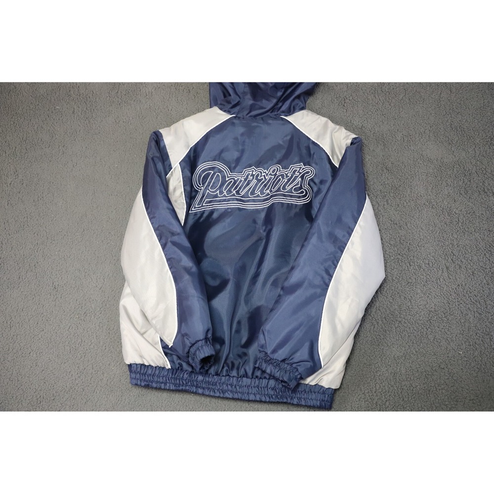 Vintage NFL Windbeaker Jacket Mens L Blue New England Patriots Full Zip Hodded - Picture 4 of 8